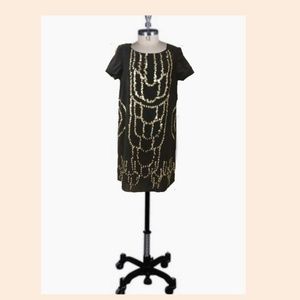 Season.js metallic embellished black dress